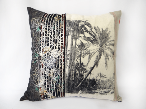 coussin-noir-blanc-argent-palmier-maroc-55×55-sissimorocco