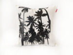 housse de coussin carré, motif palmier noir et blanc