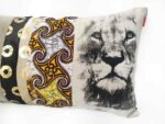 coussin restangle lion wax jaune detail