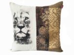 housse coussin lion boho or