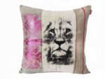 housse coussin lion rose