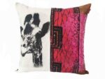 housse de coussin girafe rose rouge