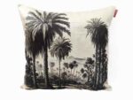 housse de coussin palmier noir et blanc en velours