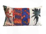 housse de coussin palmier bleu et orange