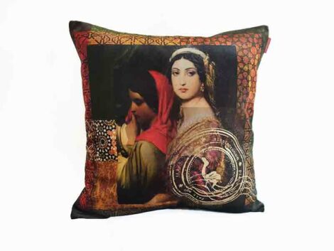 Housse de coussin velours portrait duo